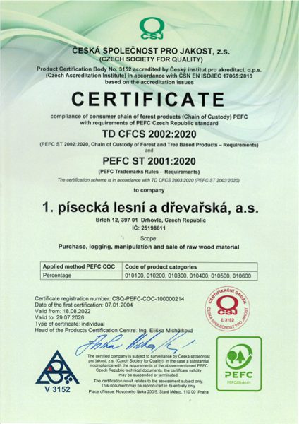 PEFC certifikát
